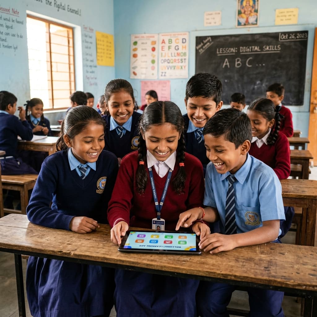 Rural School Children Learning with Digital Tablets